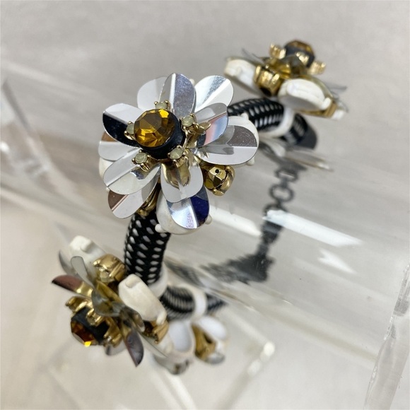 J. Crew RARE White/Black Stretch Braided Bracelet - Picture 1 of 7